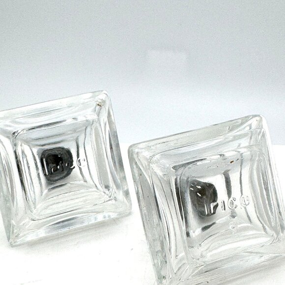 Vintage Irice Pyramid Glass Salt & Pepper Shaker Silver Chrome Tops - Picture 3 of 7